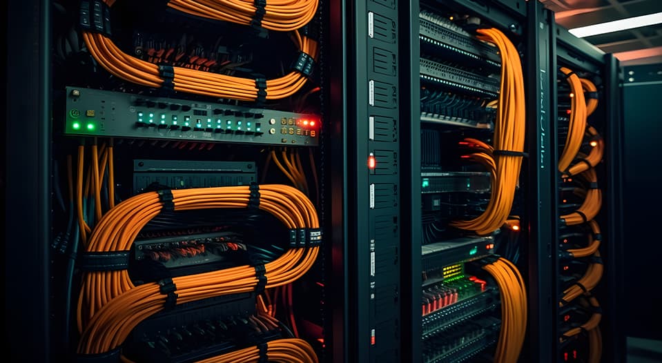 server network with many cables